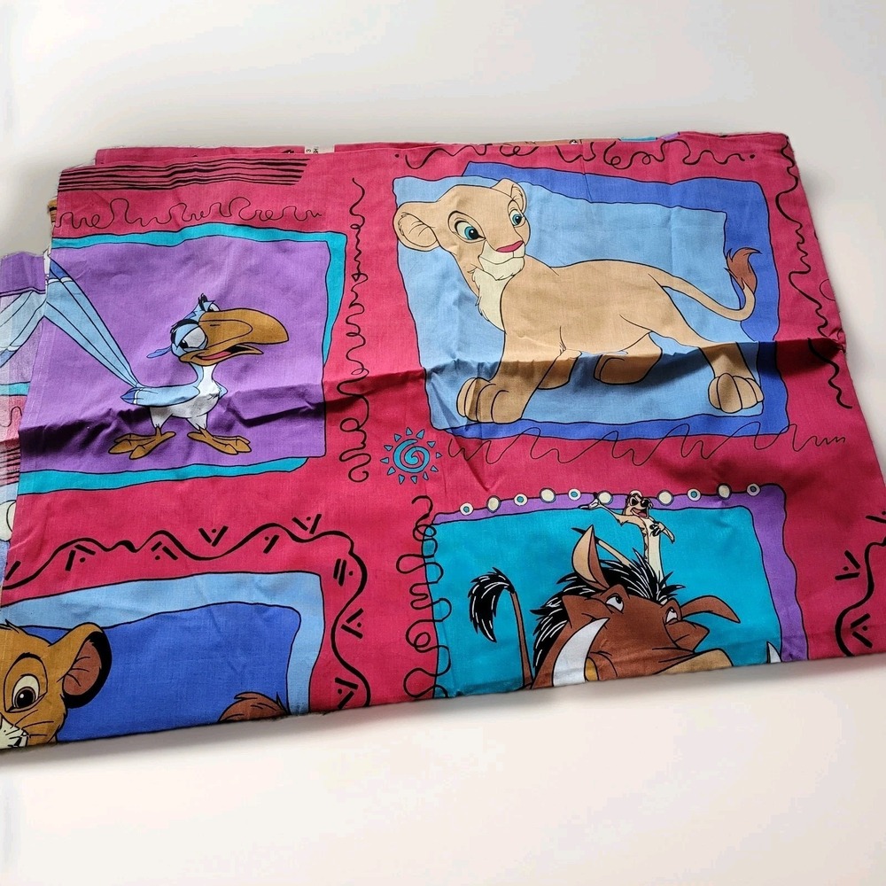 Vintage 90s Disney Lion King Twin Flat Sheet Only Simba Nala Zazu